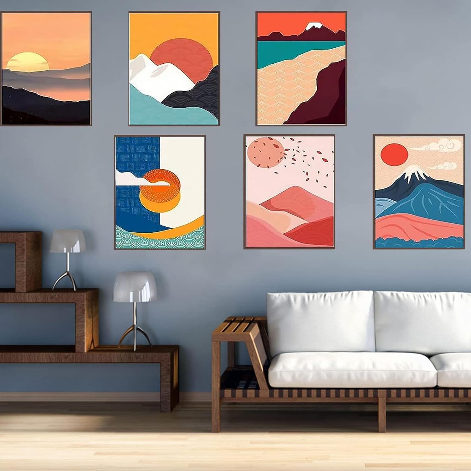 DOTSOPS Paquete de 6 piezas de pintura abstracta de diamantes de paisajes artísticos para adultos, kit de pintura para principiantes, paisajes de