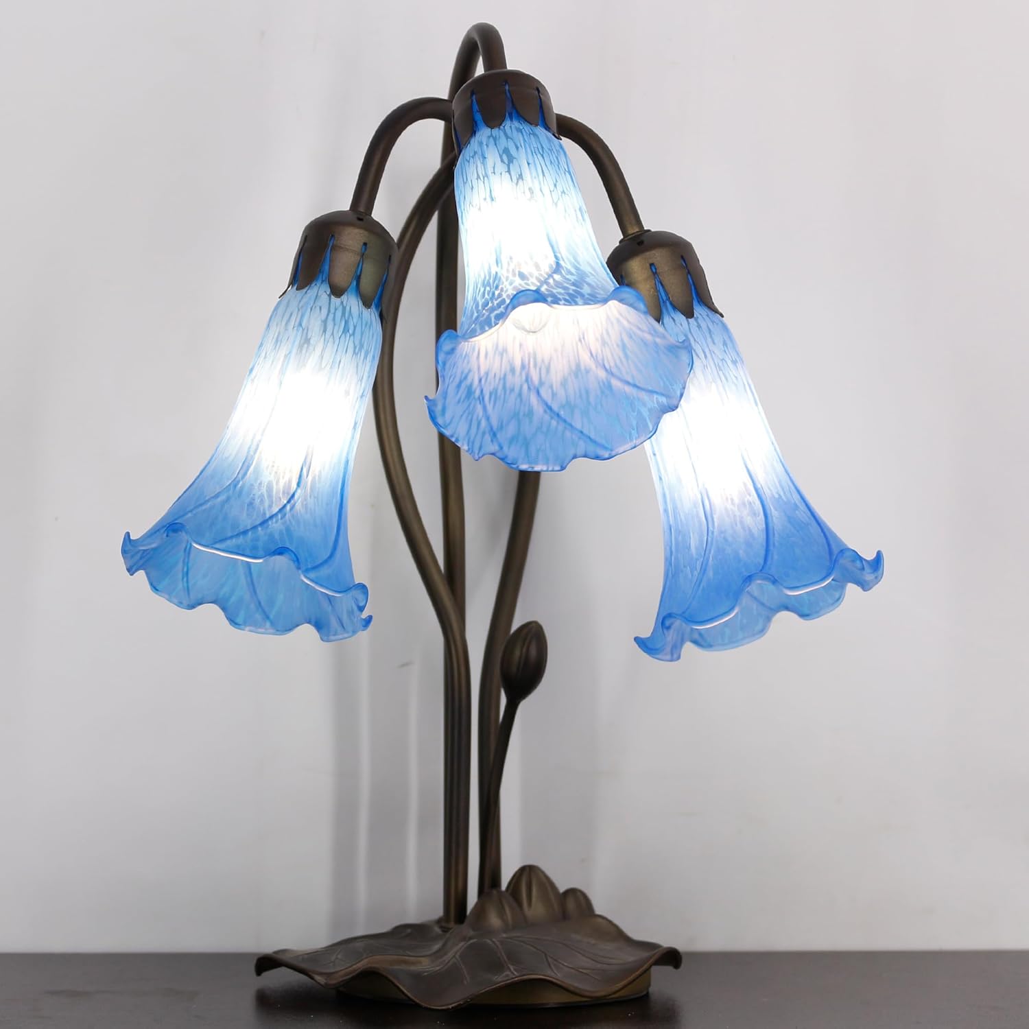 Lily – Pantalla de cristal de tulipán azul marino, 2 unidades, repuesto para lámpara de mesa, estilo Tiffany, pantalla de piso