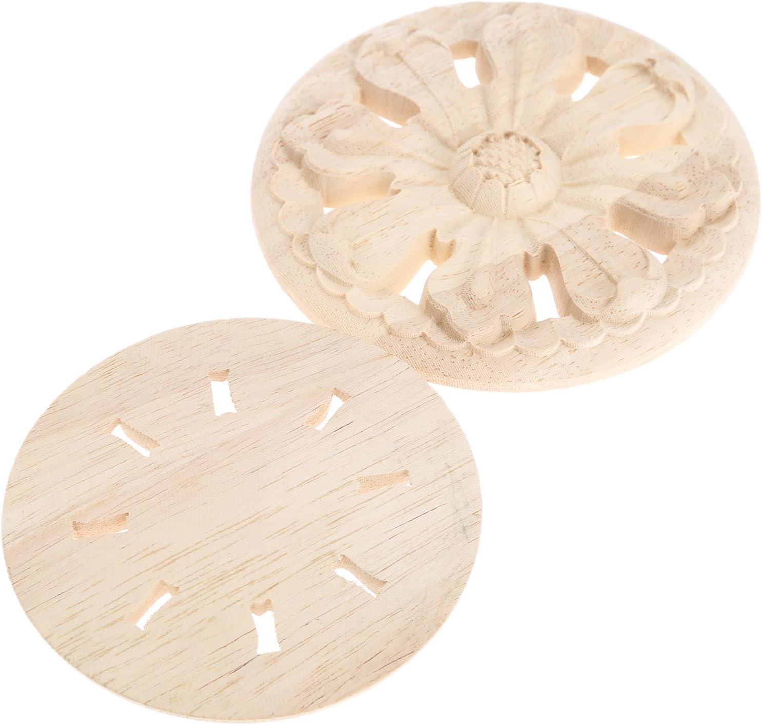 MUXSAM 1 paquete de apliques tallados Onlay, 3.94 pulgadas de diámetro, diseño de galletas redondas de madera, calcomanías para puerta, gabinete,