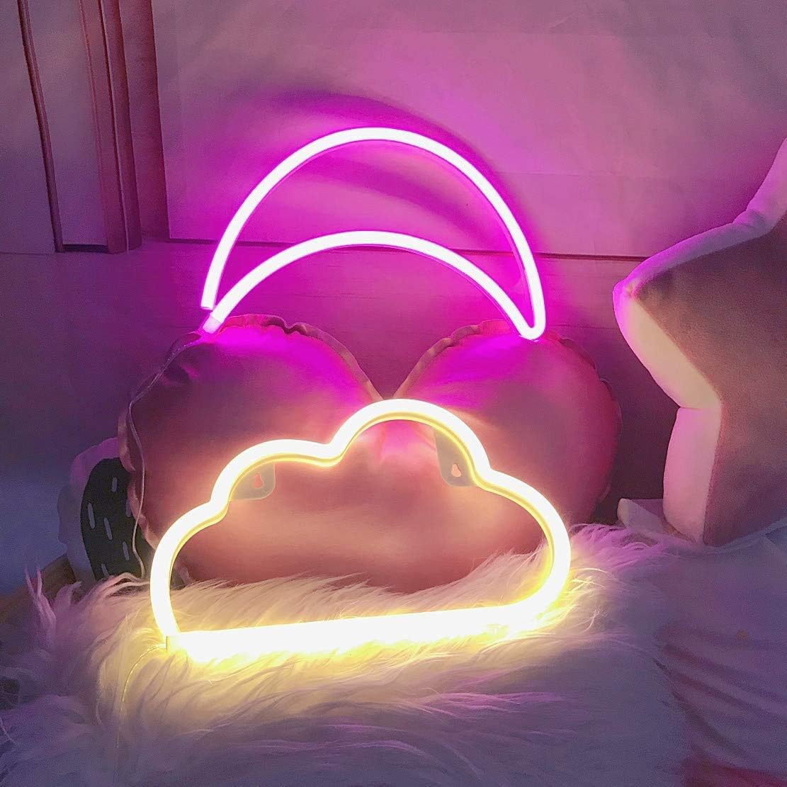 QiaoFei – Nube de neón con luz LED, lámpara de noche de neón para decoración de habitación de niños, para suministros de fiesta, accesorios de
