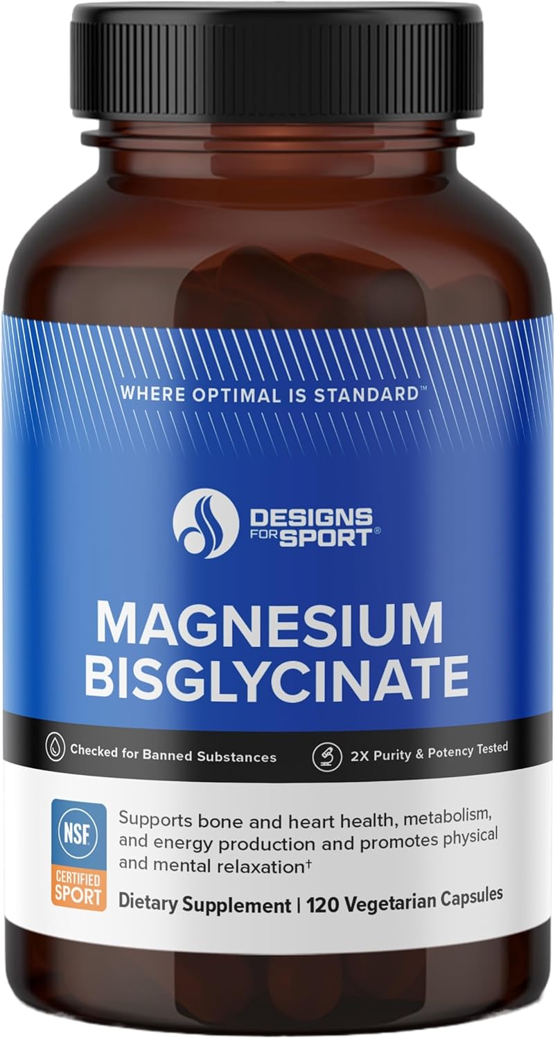 Designs for Sport Bisglicinato de magnesio – Suplemento de magnesio para apoyar la energía ATP, la recuperación muscular, la salud ósea y la salud