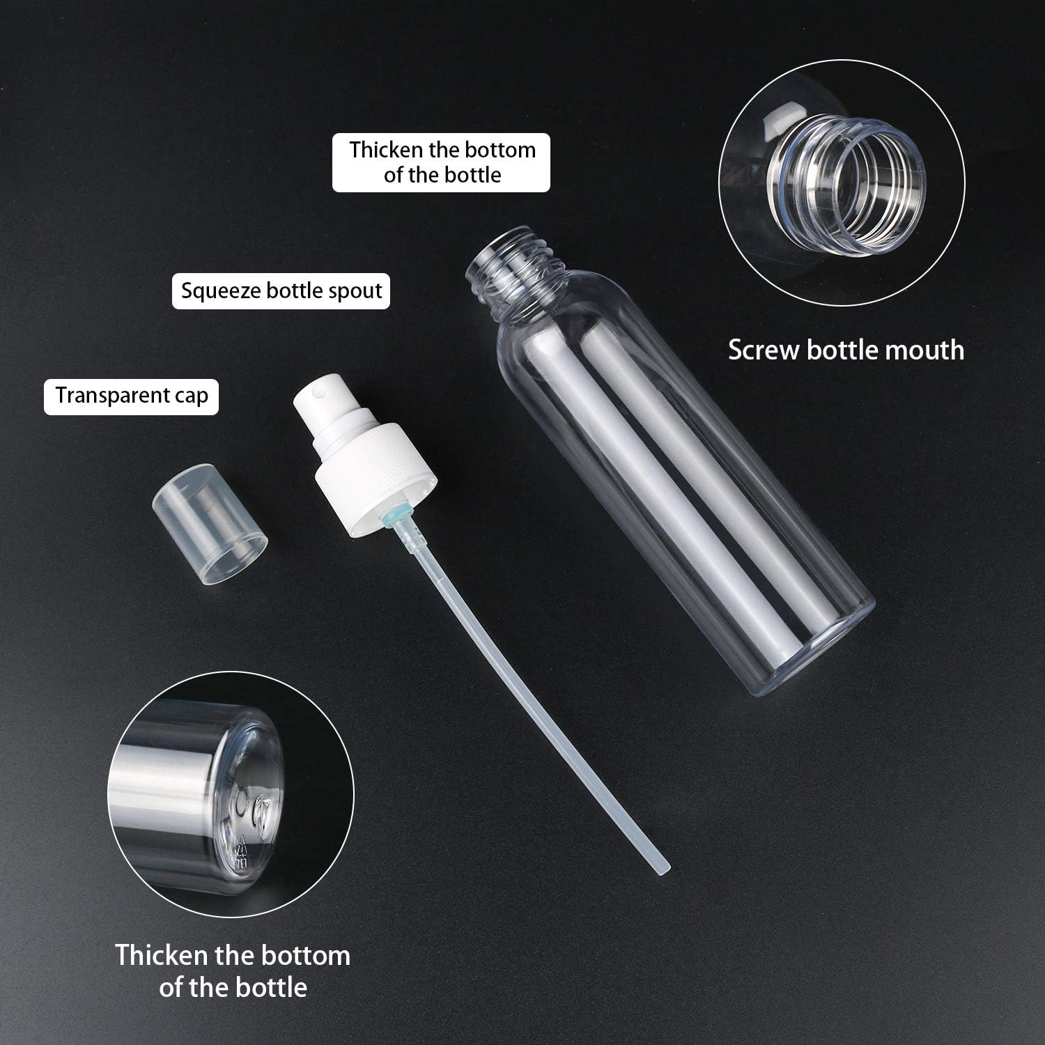 TRENDBOX Paquete de 6 botellas vacías de plástico transparente de niebla fina (paquete de 0.2  4.1 fl oz)