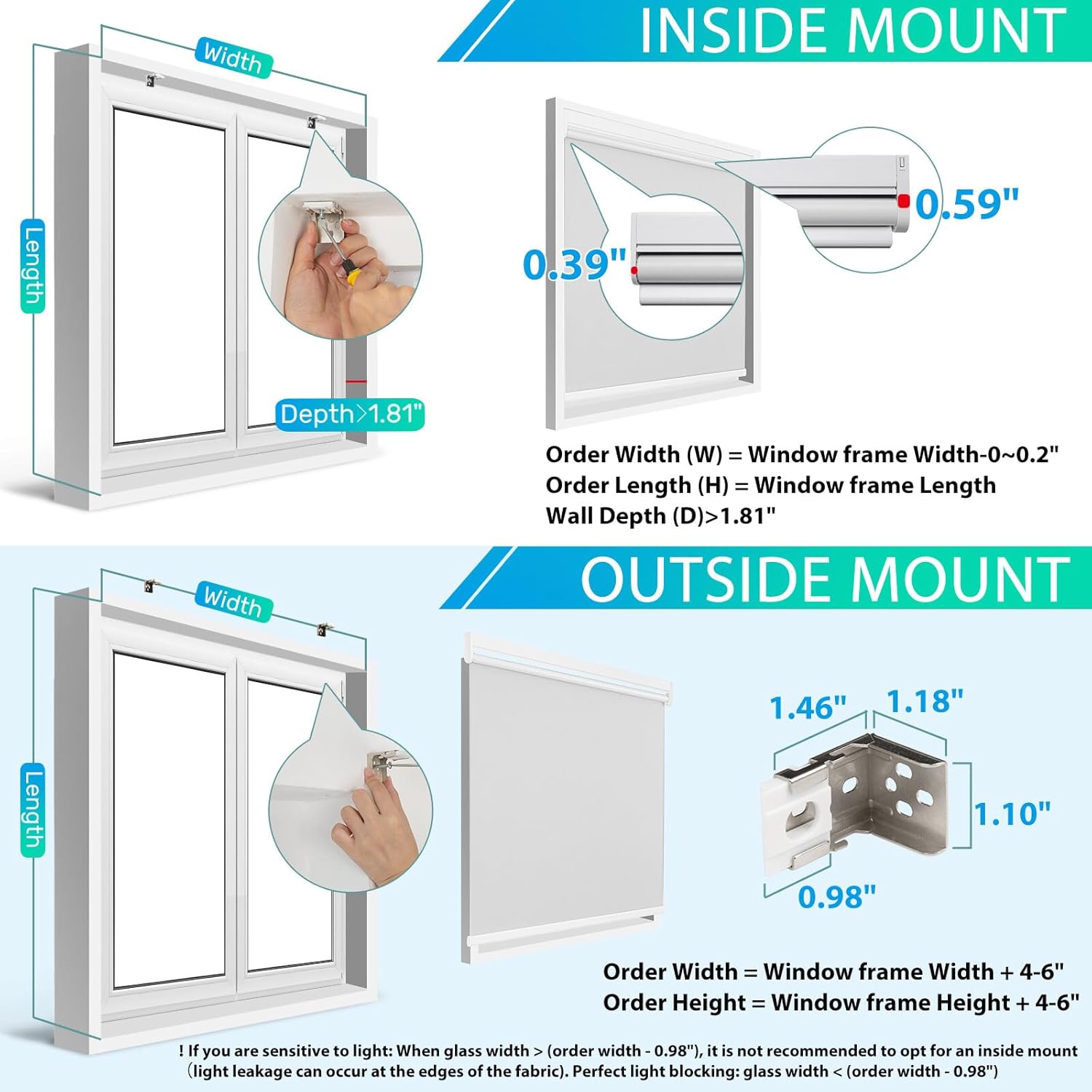 Allesin Persianas enrollables motorizadas con control remoto para ventanas, persiana enrollable inteligente opaca a pilas, para sala de estar,