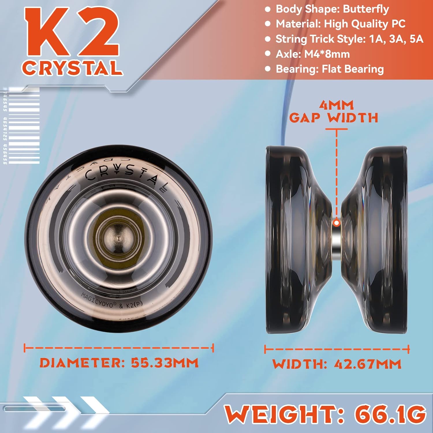 MAGICYOYO K2 Crystal Yoyo Paquete de 2 unidades, Yoyo profesional sensible para niños principiantes, Yo Yo de doble propósito con rodamiento Yoyo