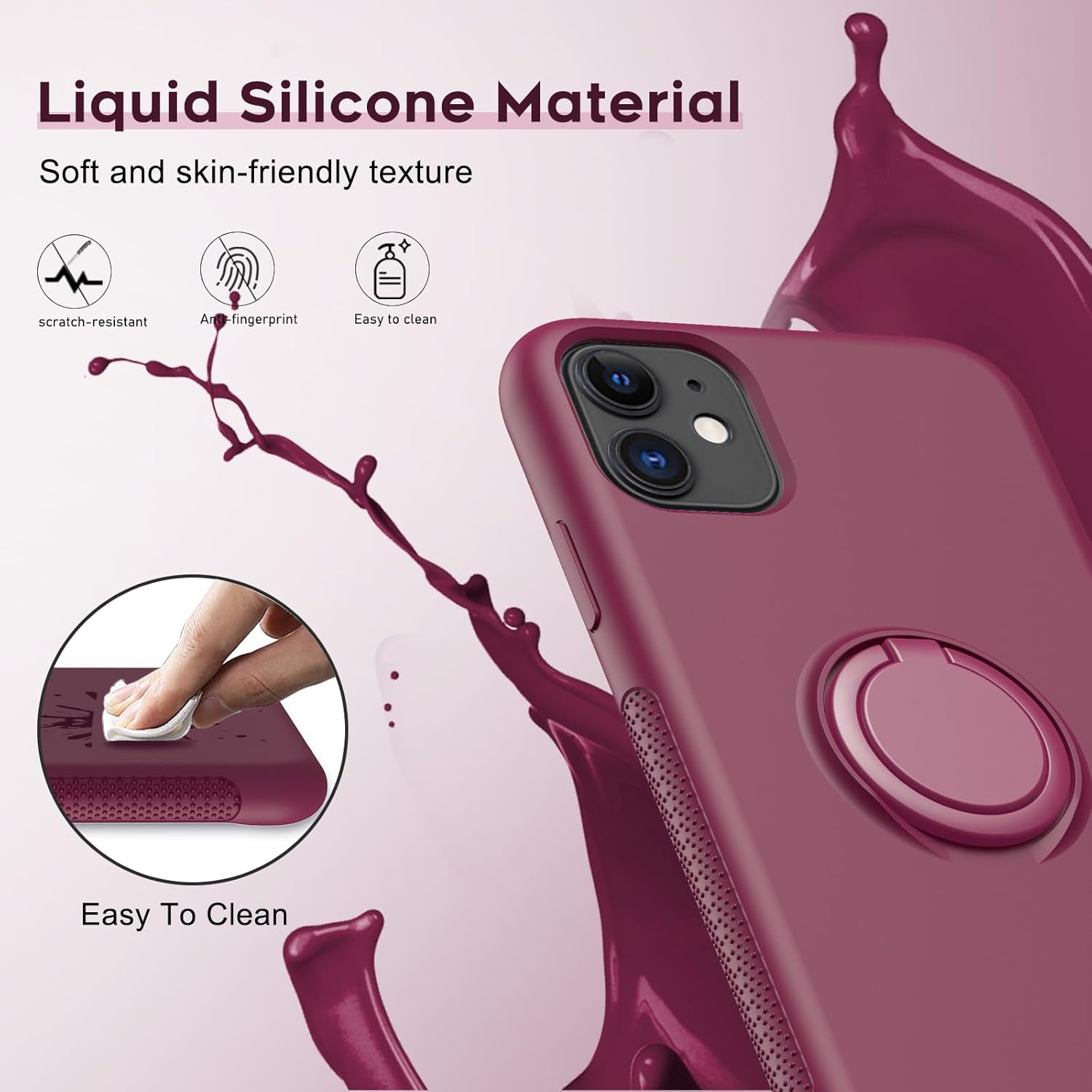 LeYi Funda para iPhone 11 con 2 protectores de pantalla de vidrio para mujeres, niñas y niños, funda de silicona líquida a prueba de golpes con