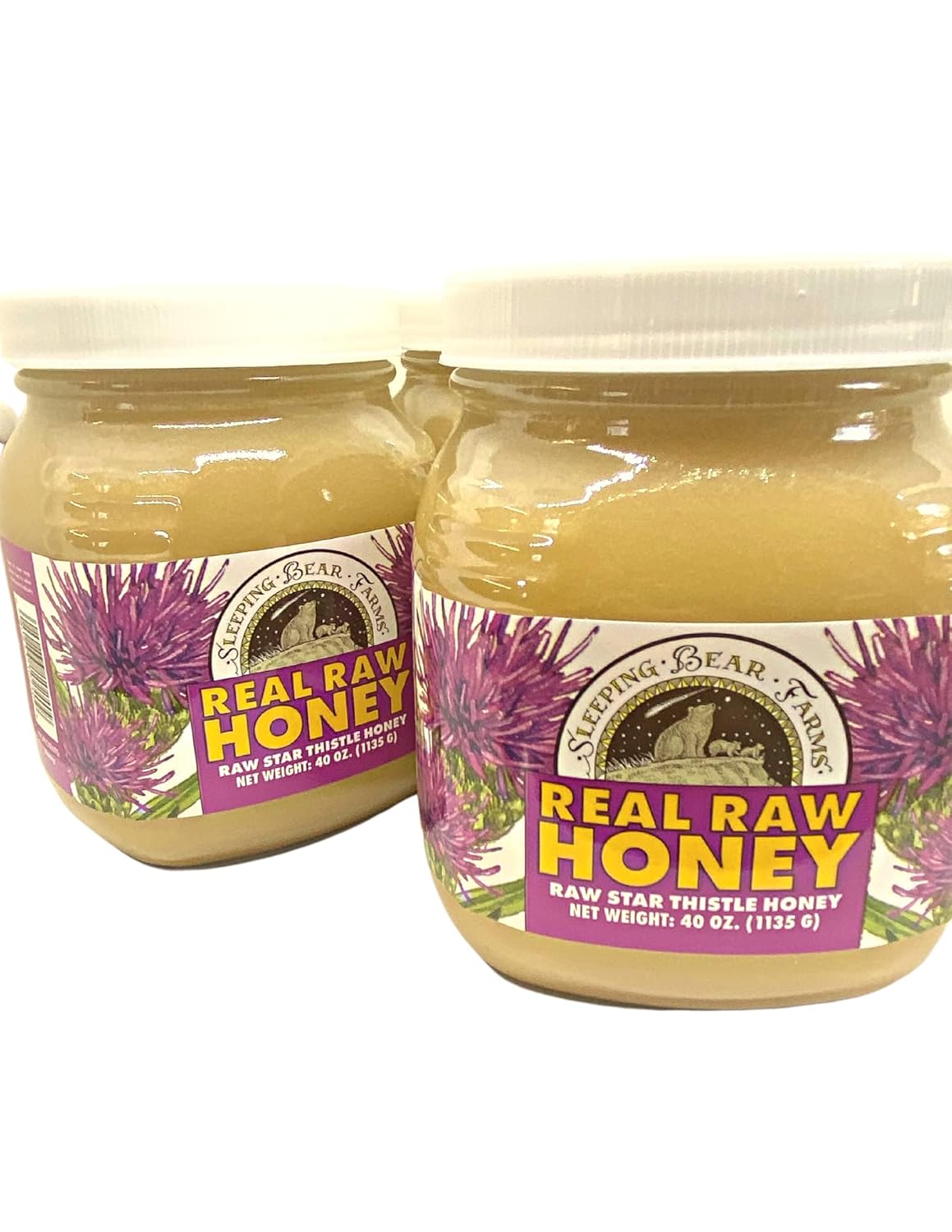 Sleeping Bear Farms 2.5lbs. Miel cruda cosechada por nuestros apicultores, de nuestras colmenas empaquetadas en vidrio