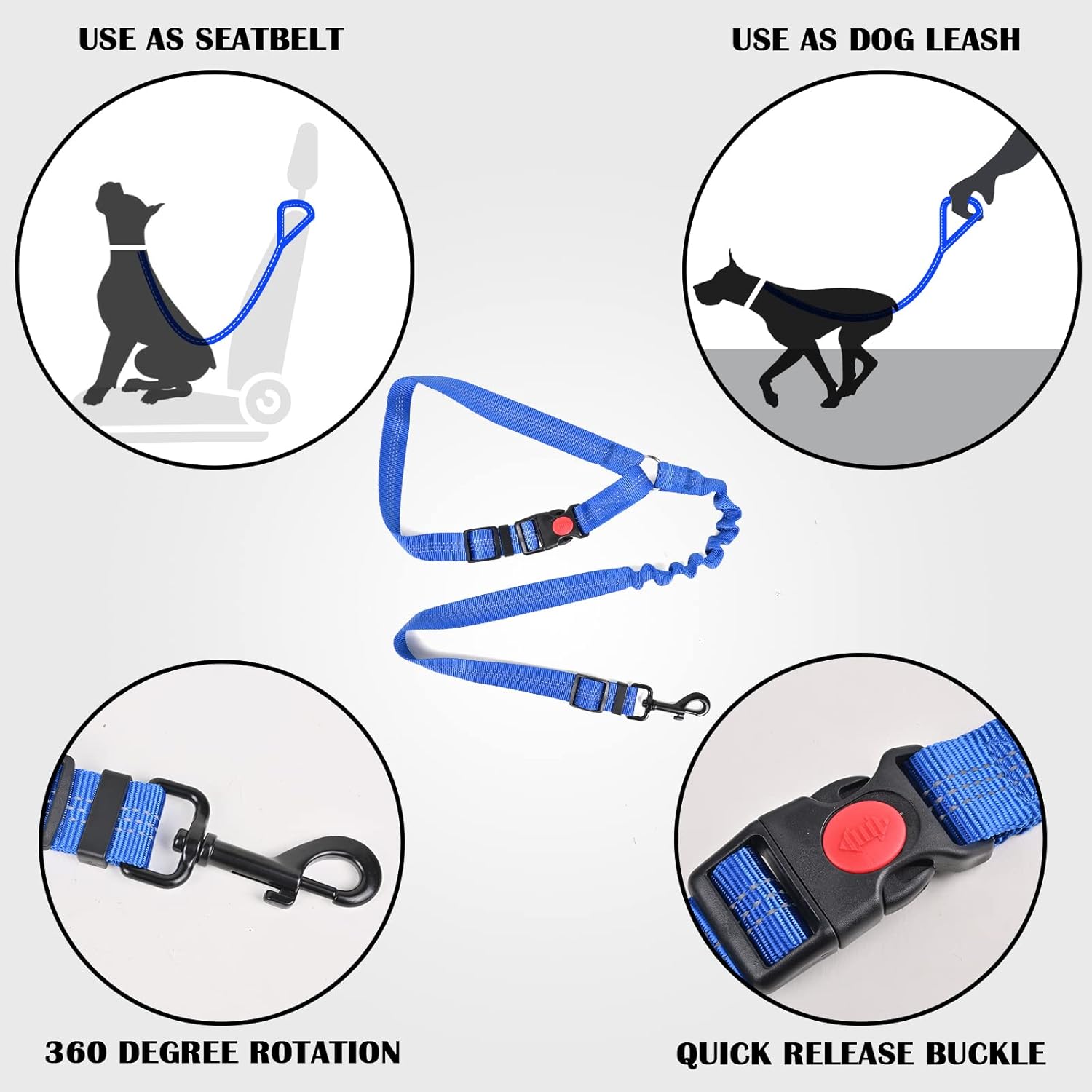 Cinturones de seguridad para perros para automóvil, cinturón de seguridad ajustable de nailon para perro, arnés de seguridad fuerte para automóvil