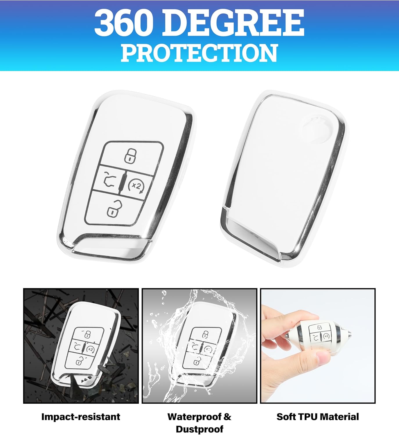 Funda inteligente para llavero con control remoto, fundas para llaves de automóvil con llavero de cuero, funda de llavero de automóvil, funda de