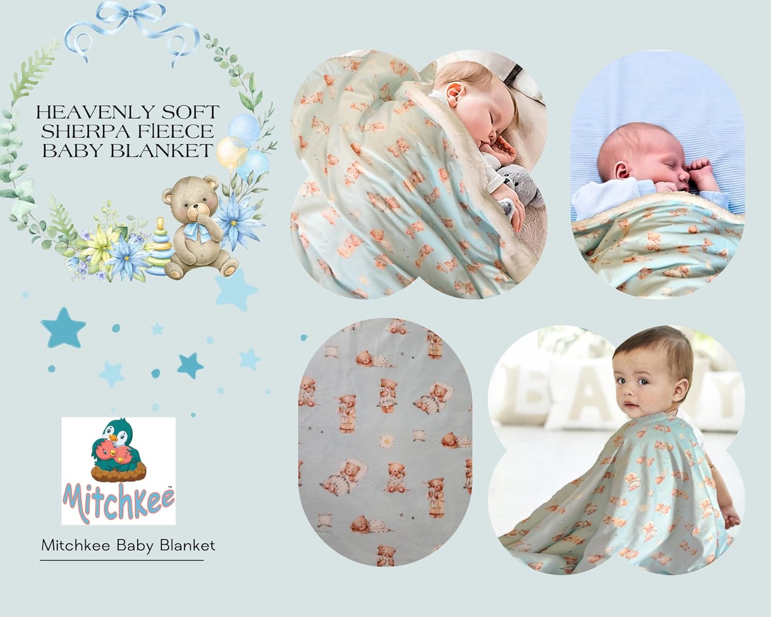 Mitchkee Manta de bebé, manta reversible de forro polar, cálida, suave y acogedora manta de felpa para cunas, cochecito, cama y sofá. Manta para