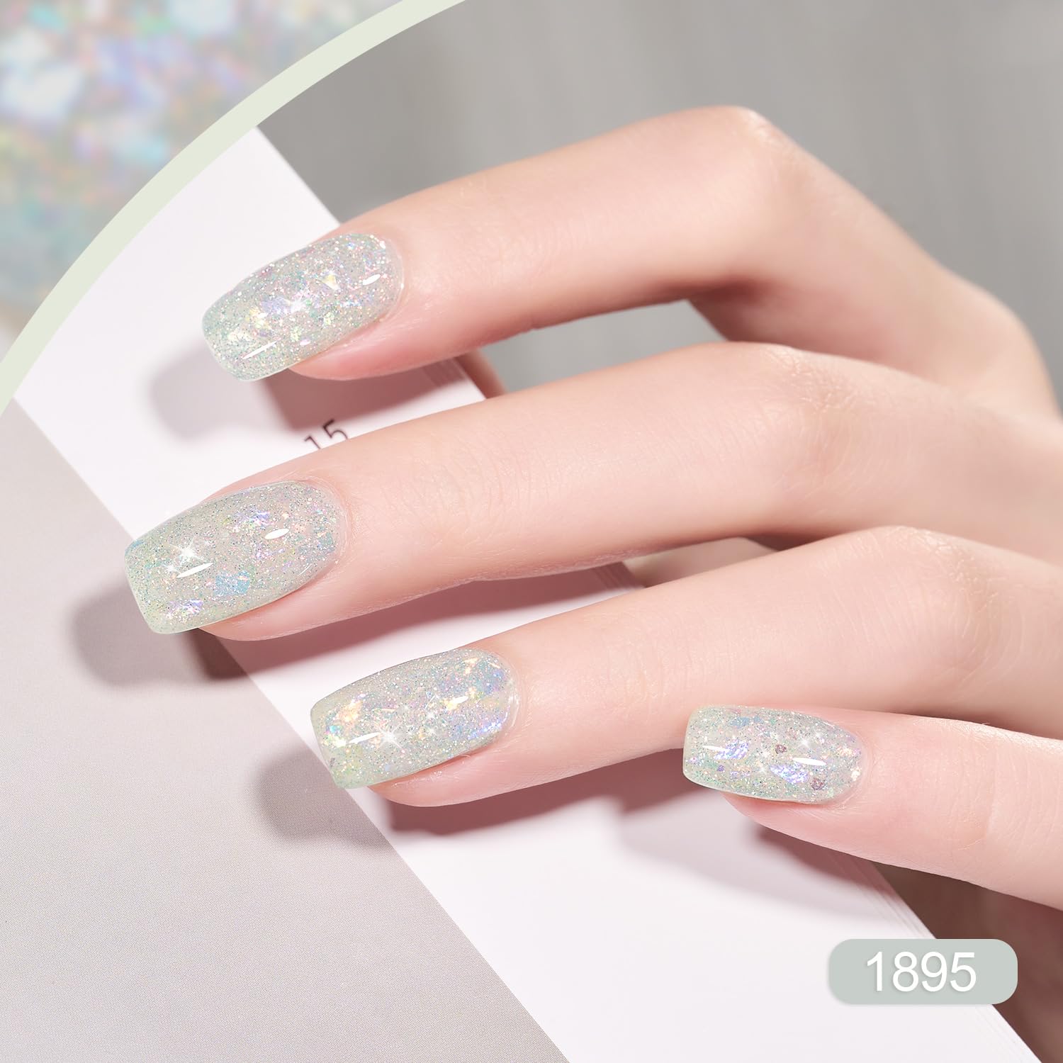 GAOY Juego de 6 esmaltes de uñas de gel con purpurina reflectante, incluye esmalte de gel rojo, rosa, blanco y azul, esmalte de uñas de secado con