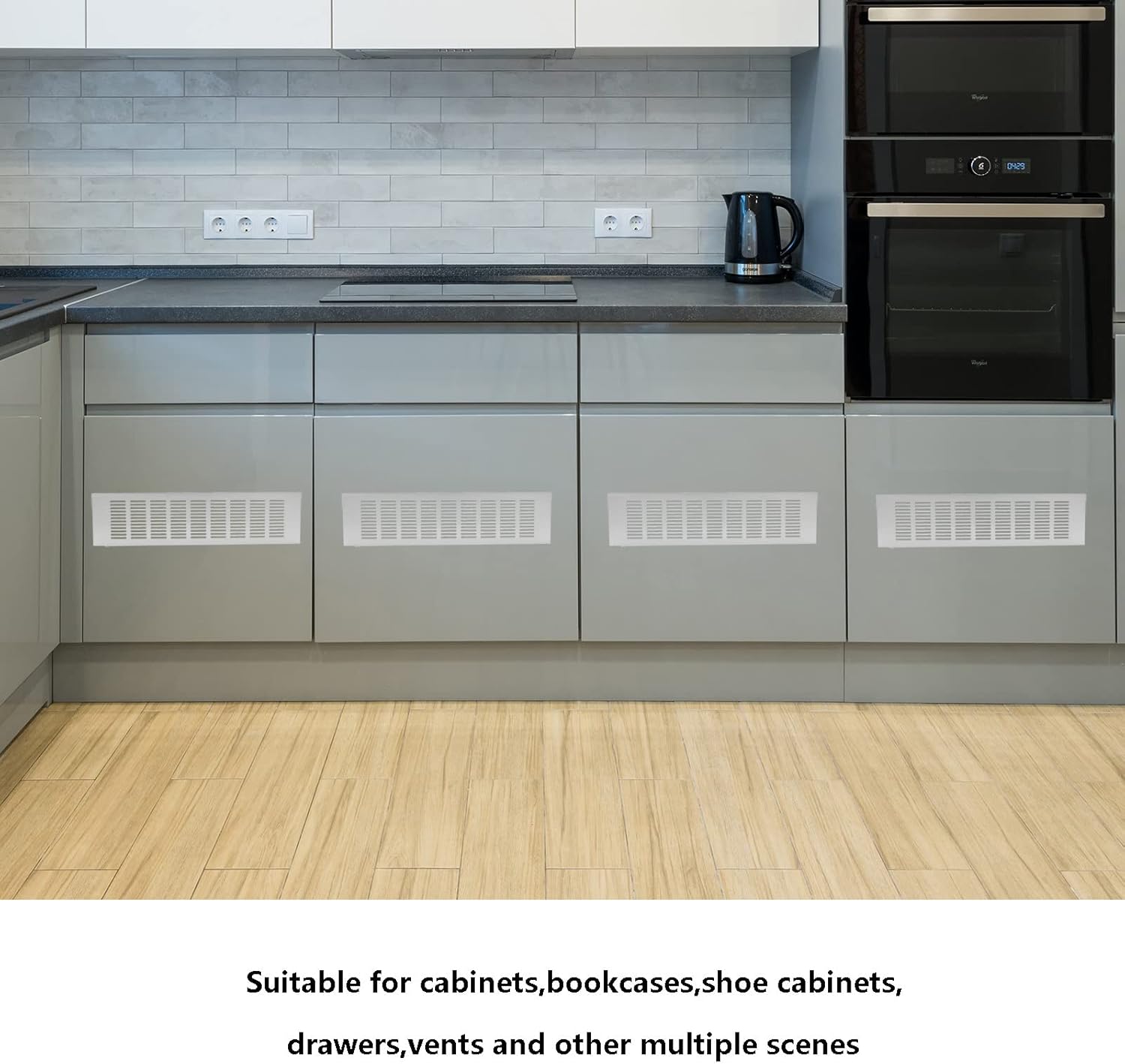 TTZEZE – 2 fundas para ventilación de aire, rejilla de ventilación de aleación de aluminio blanca rectangular, cubierta de rejilla de metal para