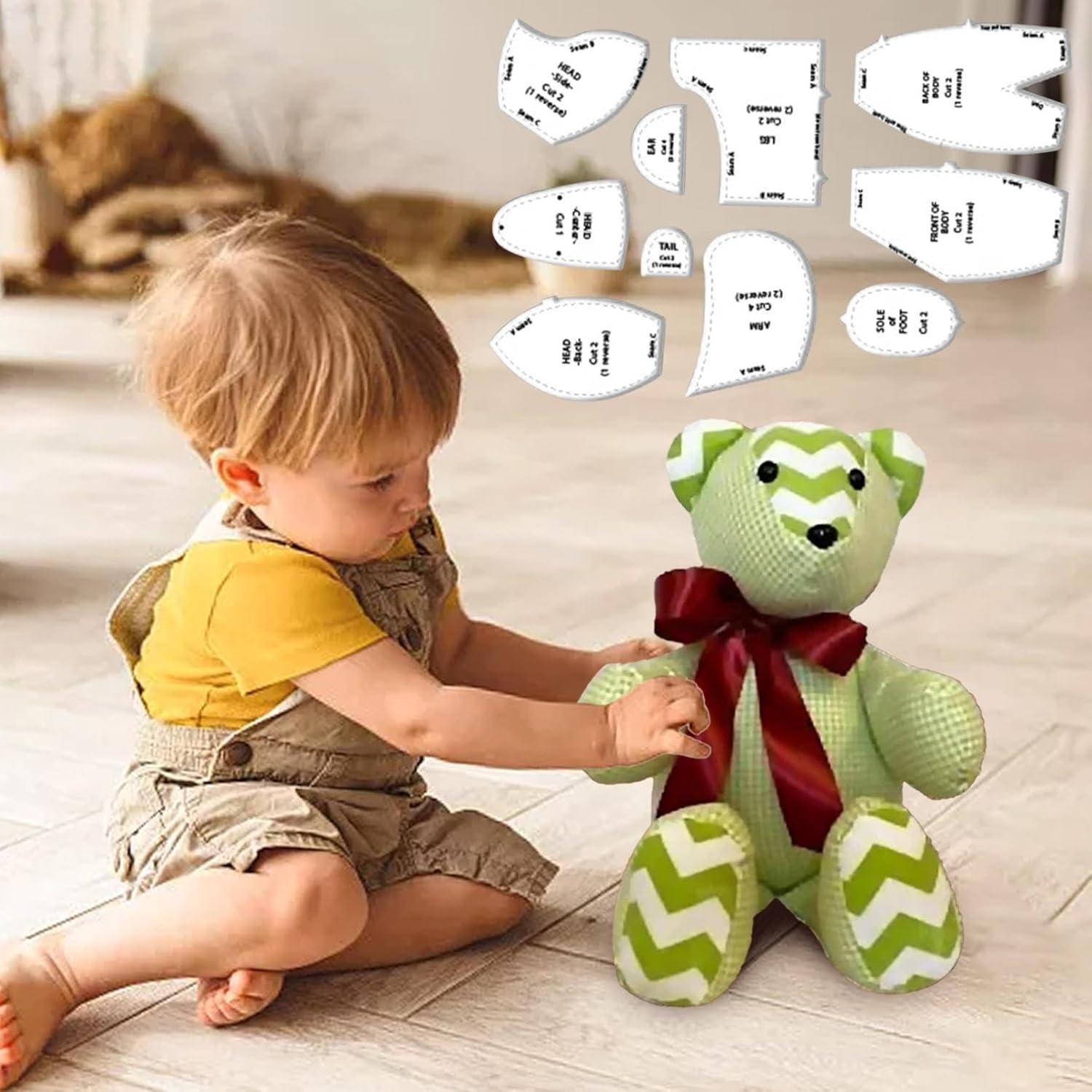 Juego de 10 reglas de plantilla de oso de memoria, patrones acrílicos de oso de memoria para coser con instrucciones (idioma español no