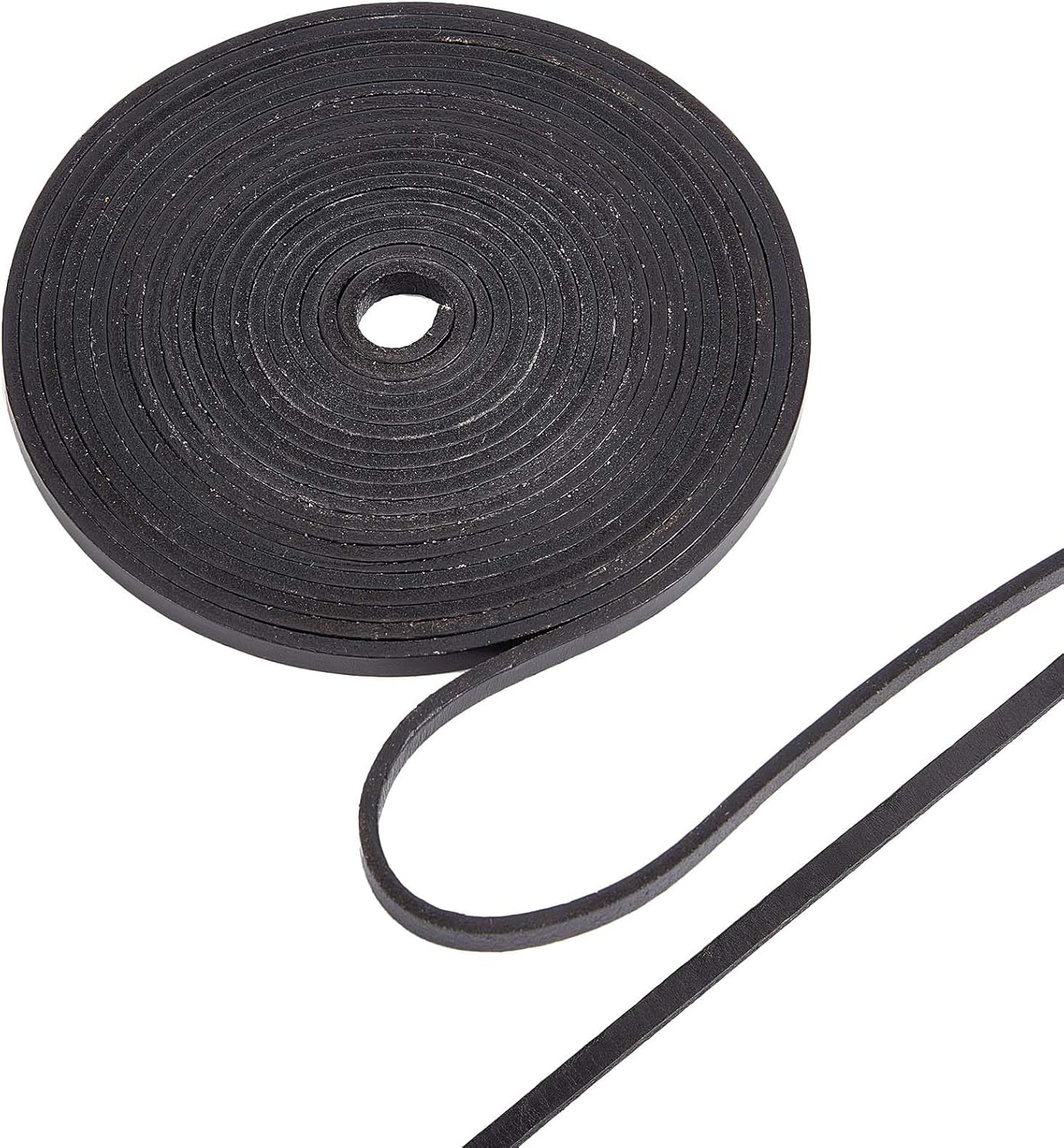 GORGECRAFT Cordón de cuero genuino de 5.5 yardas de ancho de 0.24 pulgadas de ancho, cuerda plana de piel de vacuno de una sola cara, rollo de