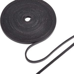 GORGECRAFT Cordón de cuero genuino de 5.5 yardas de ancho de 0.24 pulgadas de ancho, cuerda plana de piel de vacuno de una sola cara, rollo de GORGECRAFT Cordón de cuero genuino de 5.5 yardas de ancho de 0.24 pulgadas de ancho, cuerda plana de piel de vacuno de una sola cara, rollo de