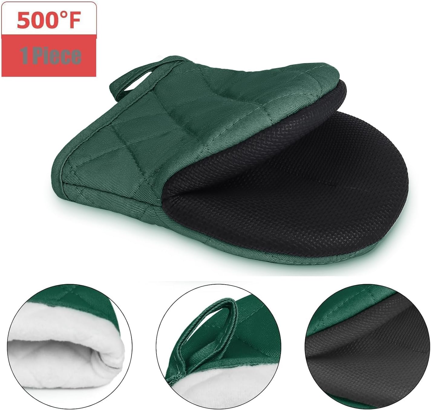Manoplas cortas para horno, de silicona, resistentes al calor, para 500 grados, superficies de agarre antideslizantes y guantes de lazo para colgar,