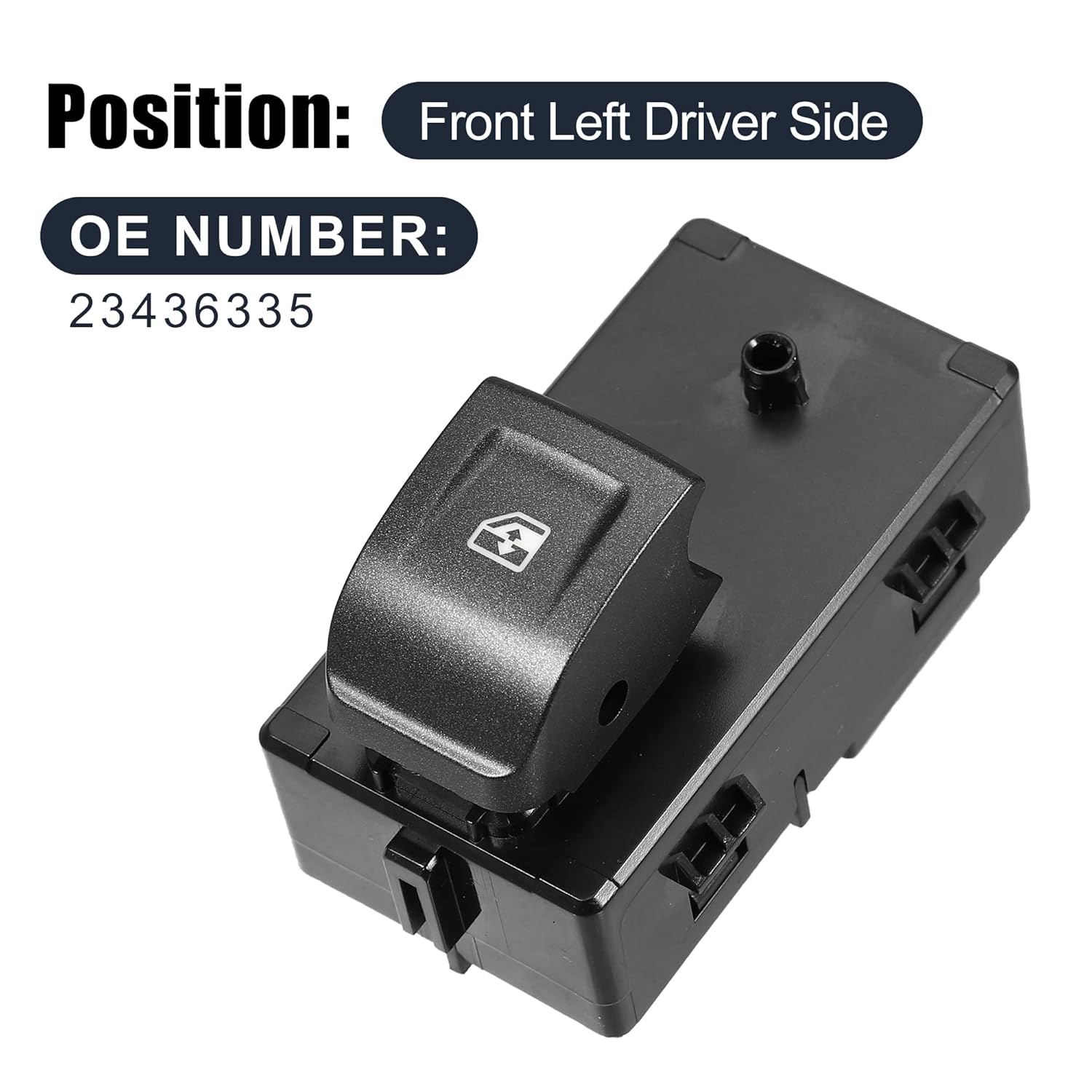 X AUTOHAUX Interruptor de ventana de puerta lateral trasera izquierda derecha para Chevrolet Colorado 2015-2022 23436335 plástico metal negro 1 unids