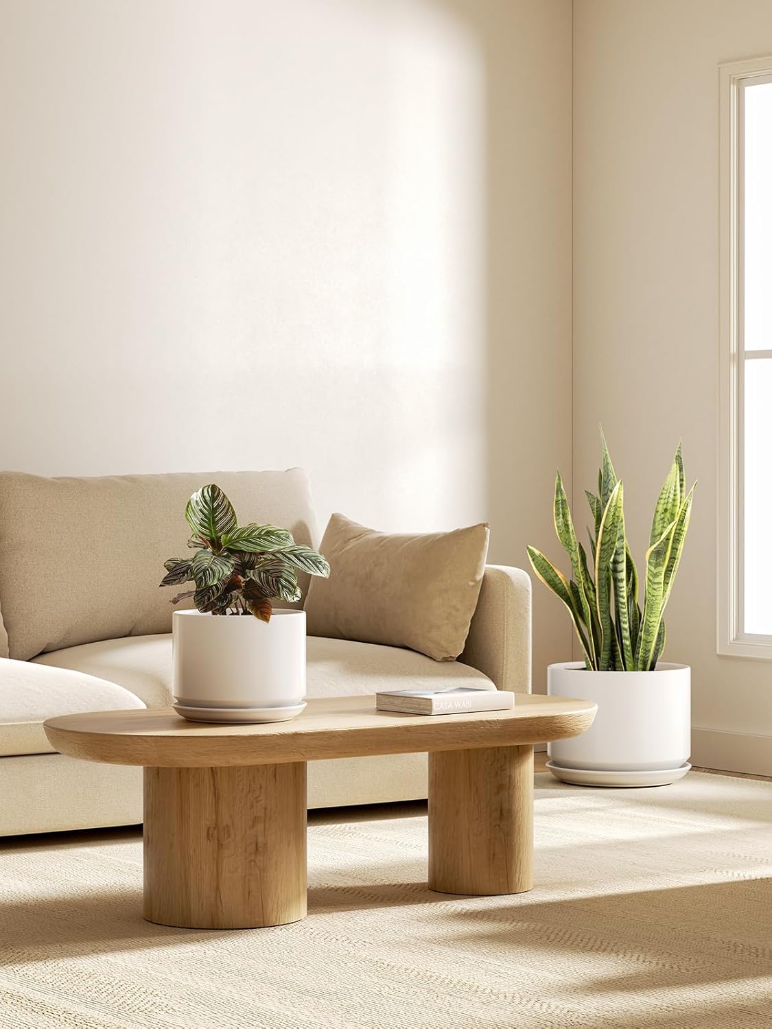 LE TAUCI Macetas de cerámica, macetas de 8 + 10 pulgadas para plantas, macetas de interior para el hogar y la oficina, macetas modernas para