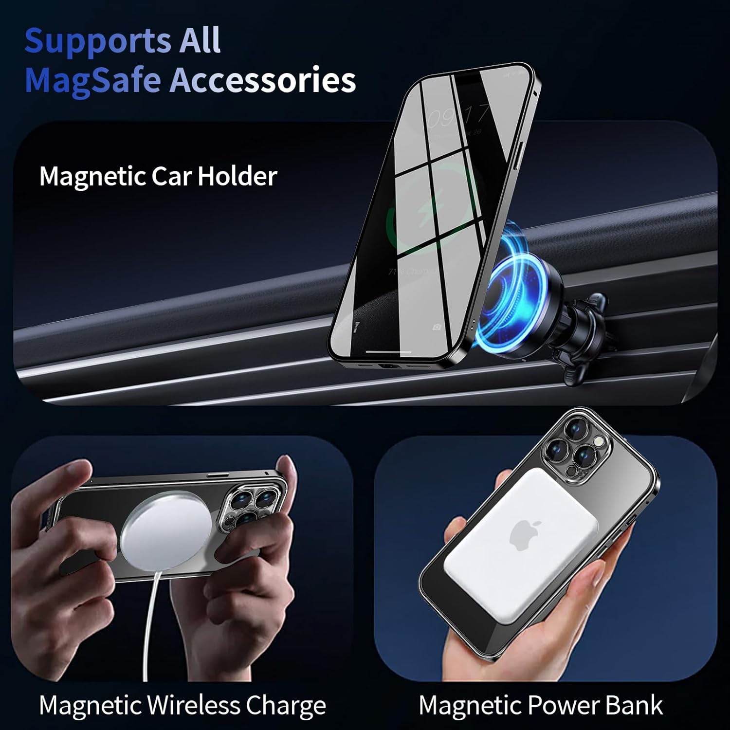 Funda magnética de privacidad para iPhone 15 Pro Max con anillo de metal CD y bloqueo desplegable automático compatible con MagSafe protección de