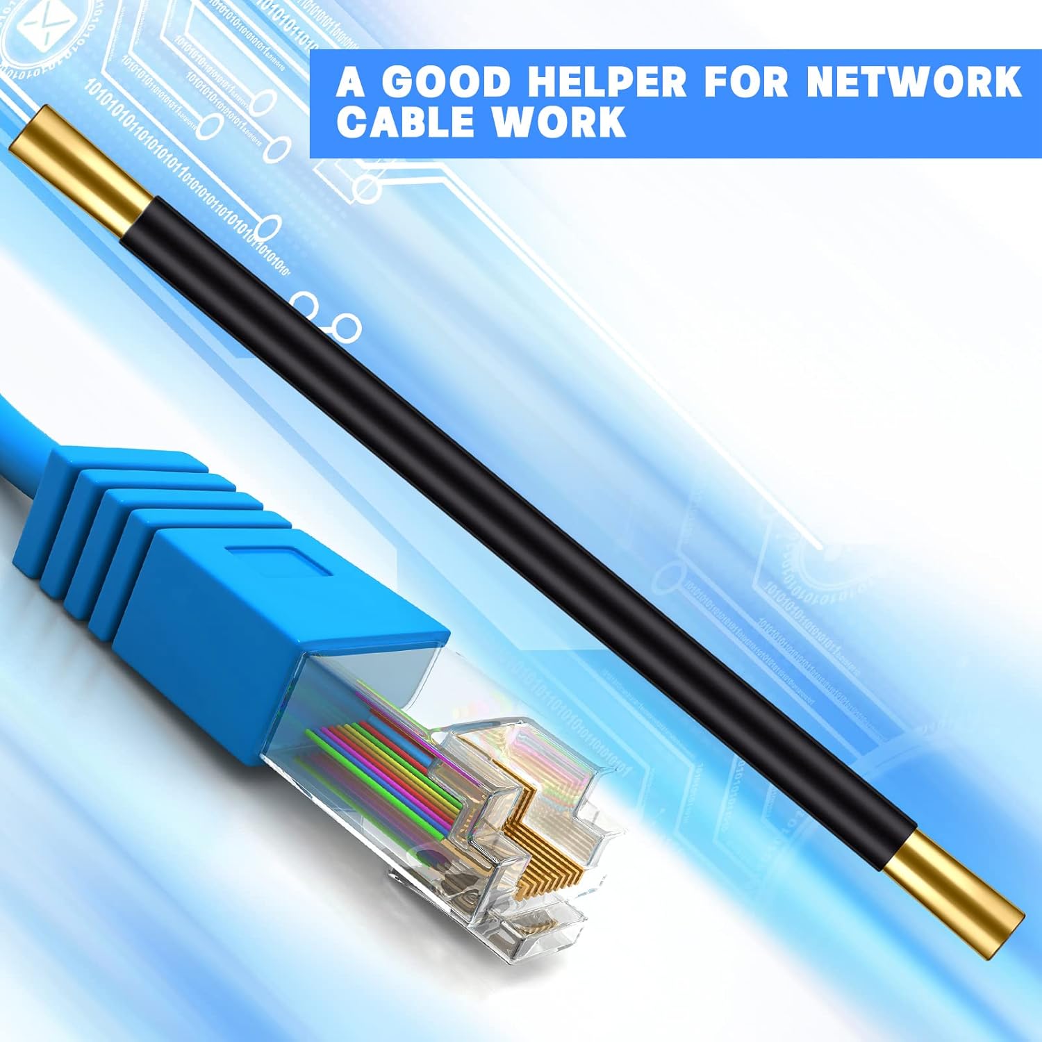 Herramienta para desenroscar cables de red, separadores de alambre trenzado de doble cabeza para CAT5 CAT5e CAT6 CAT7 y teléfono (negro, 1 pieza)