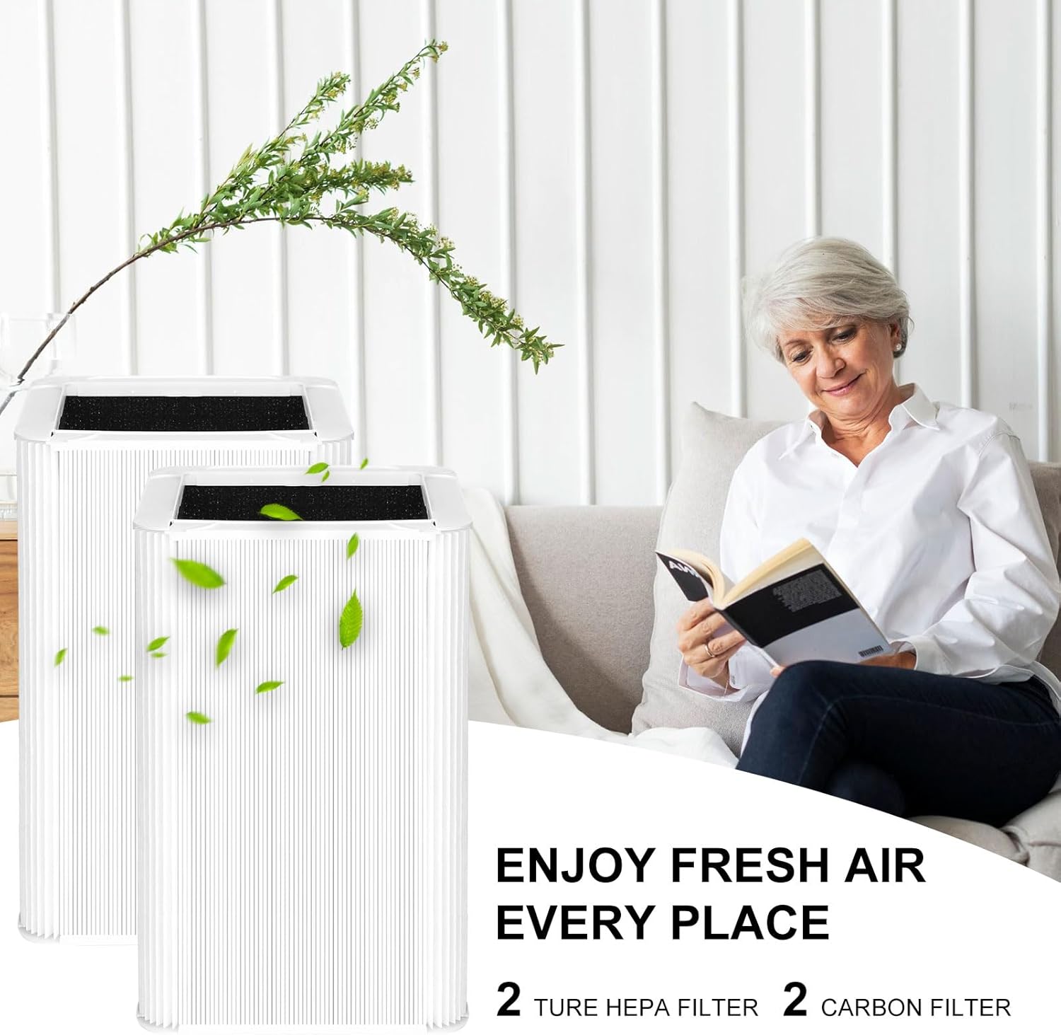 121 Filtro HEPA de repuesto compatible con purificador de aire Blueair Blue Pure 121, filtros HEPA verdaderos con filtro de repuesto de partículas y