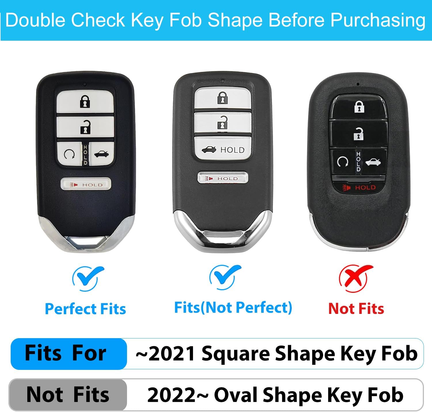 OLLEN Funda de cuero genuino sin tornillos, compatible con Honda Accord Civic CRV Pilot Odyssey Passport 2015-2021, etc., protector de llave