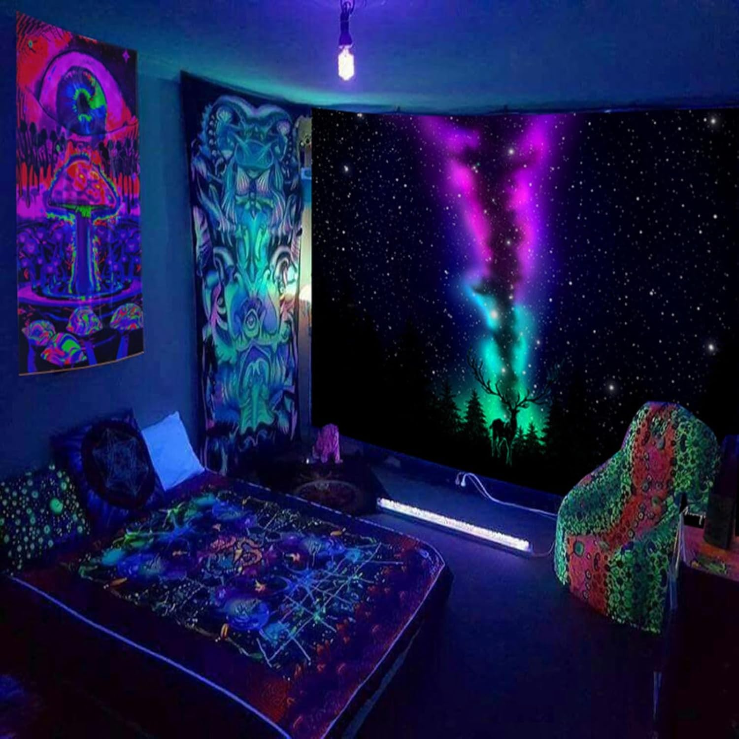 BatwhO Fluorescentes de luz de tapiz de fondo de tela tapiz casa tapiz de habitación de fiesta tela de la pared sala de estar sofá tapiz de fondo
