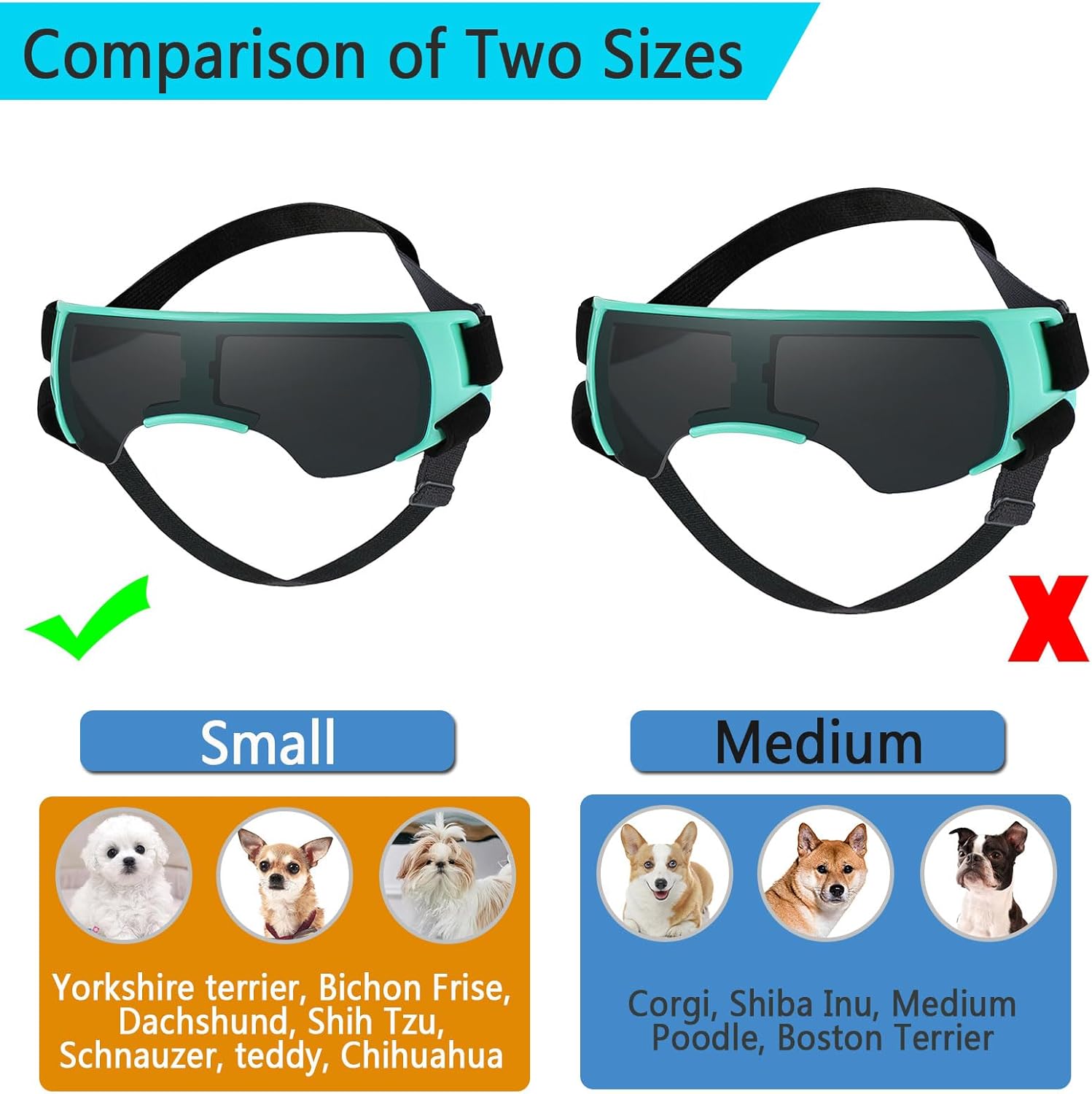 Gafas de sol para perros pequeños, lentes de sol para perros de raza pequeña, protección UV, protección contra el viento, protección contra el polvo