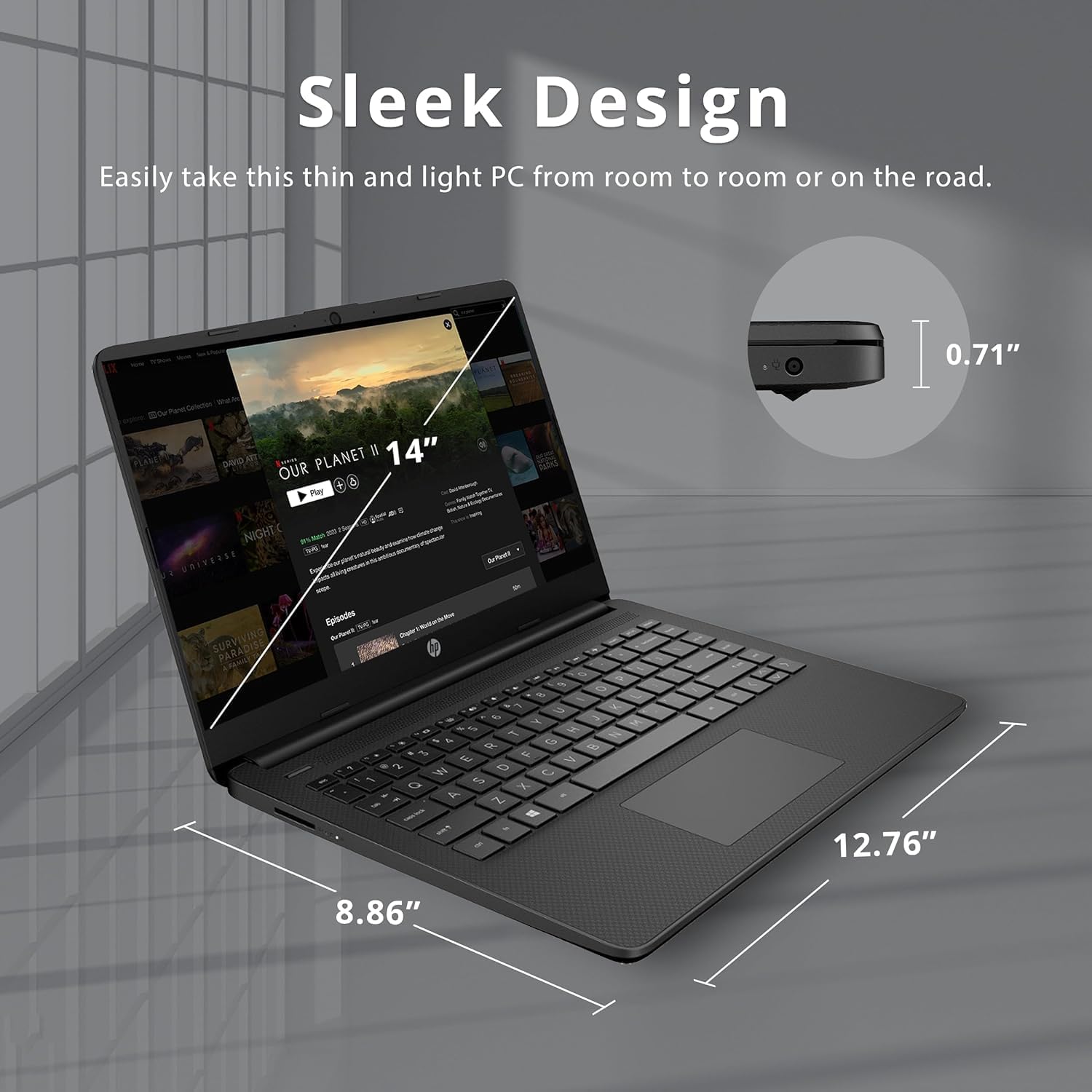 HP Premium Stream – Laptop BrightView HD de 14 pulgadas, Intel Celeron N4120, 4 GB de RAM, 64 GB eMMC, gráficos Intel UHD, cámara web HD, 1 año