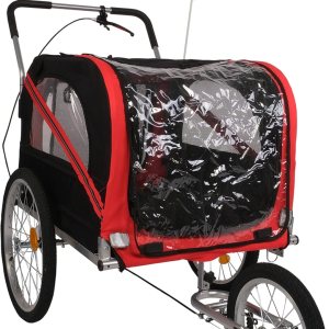 Carrito de remolque de bicicleta para perros, 2 en 1, para mascotas, para viajes, con reflectores, freno de estacionamiento, acoplador universal de Carrito de remolque de bicicleta para perros, 2 en 1, para mascotas, para viajes, con reflectores, freno de estacionamiento, acoplador universal de