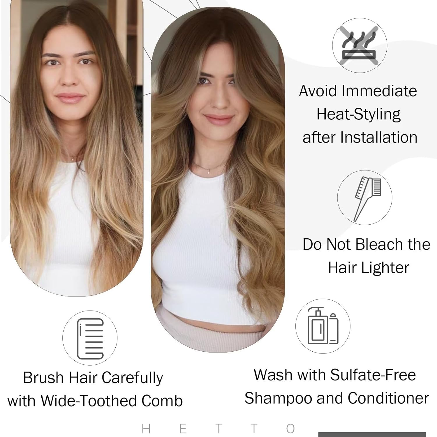 Hetto Extensiones de cabello humano real Remy para coser, 20 pulgadas, 3.53 oz (3.53 oz), color marrón #6 a #8 castaño miel con #14 rubio oscuro