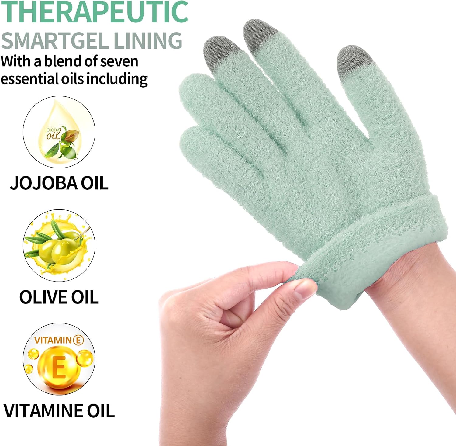 Guantes de spa para manos secas, guantes hidratantes durante la noche con buen forro, guantes hidratantes para pantalla táctil para mujeres y