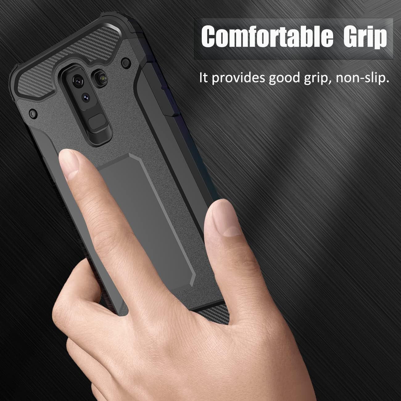 Funda para Galaxy A6 Plus 2018, Samsung A6+ 2018 con protector de pantalla HD, doble capa protectora delgada híbrida para teléfono celular, funda a