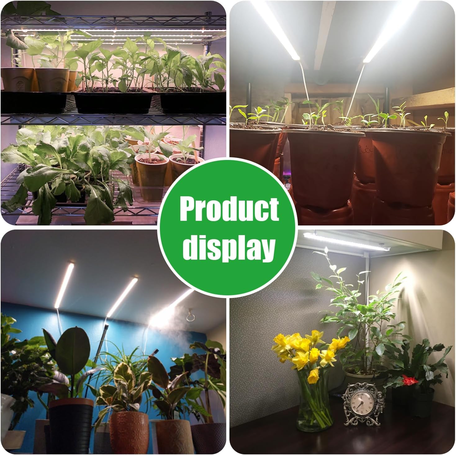 Tira de luces LED de cultivo para plantas de interior, luz de espectro completo con temporizador de 3912H y 10 regulables, barra de lámpara de