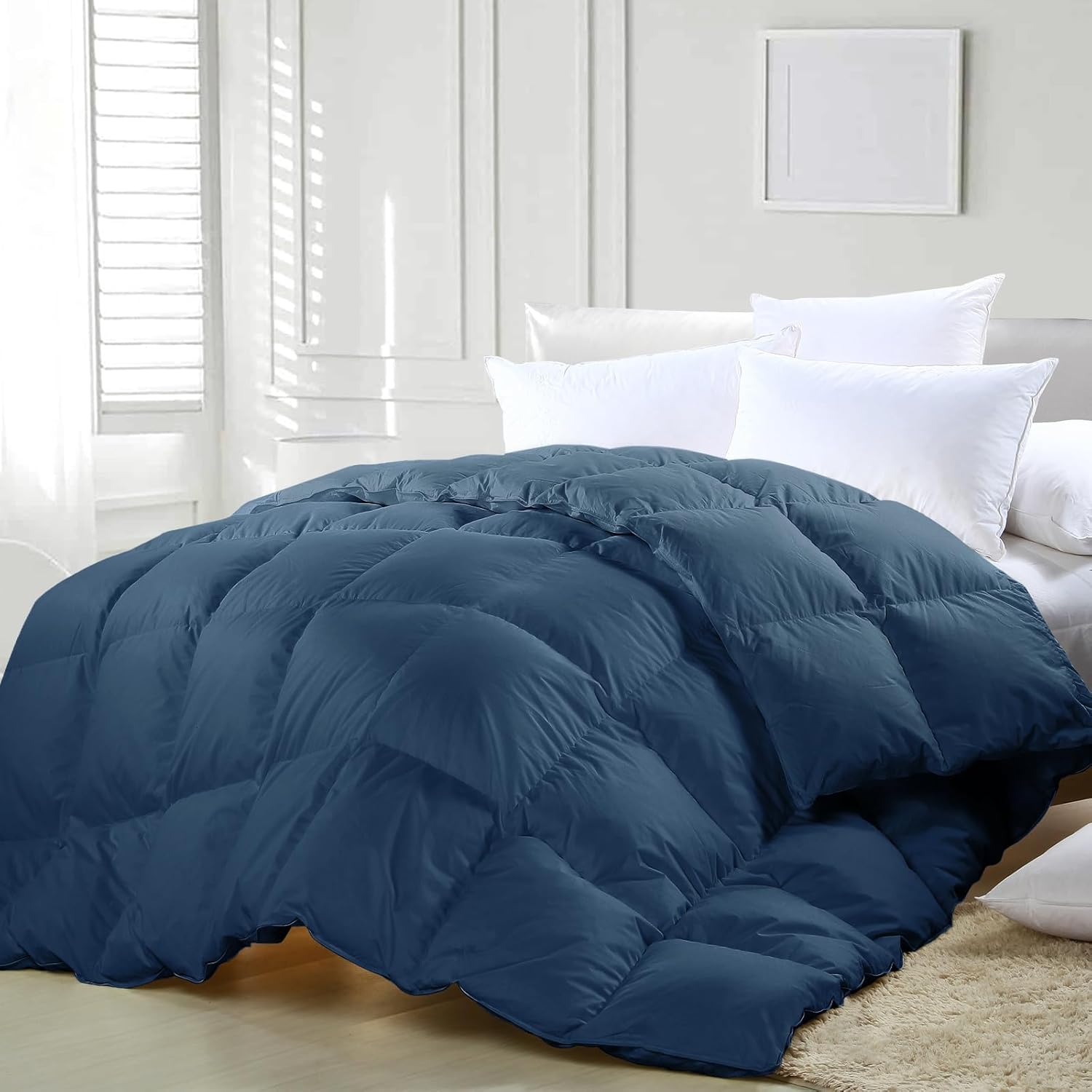 zzlamb – Edredón ligero de plumas sintético, relleno de edredón cálido para todas las estaciones, duradero y suave, capa de plumón con pestañas en