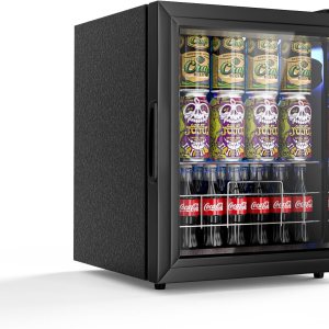 Refrigerador de bebidas para 75 latas, mini refrigerador independiente con puerta de vidrio y estantes ajustables, refrigerador pequeño para Refrigerador de bebidas para 75 latas, mini refrigerador independiente con puerta de vidrio y estantes ajustables, refrigerador pequeño para