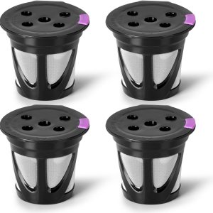 Tazas K reutilizables para Keurig, paquete de 4 cápsulas de café recargables universales K CUP con 5 agujeros, específicamente diseñadas para Keurig Tazas K reutilizables para Keurig, paquete de 4 cápsulas de café recargables universales K CUP con 5 agujeros, específicamente diseñadas para Keurig