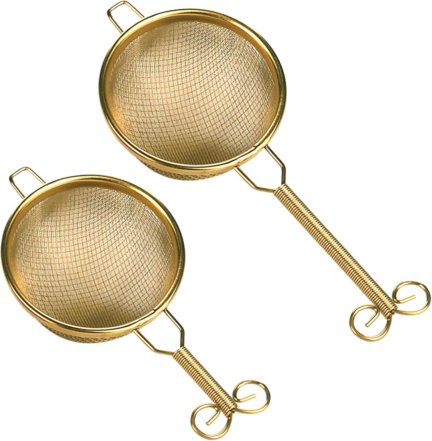 UPTALY 2 coladores de té de malla fina (dorado), tamiz de café de acero inoxidable 1810, infusor de té pequeño, difusor de té reutilizable, mini