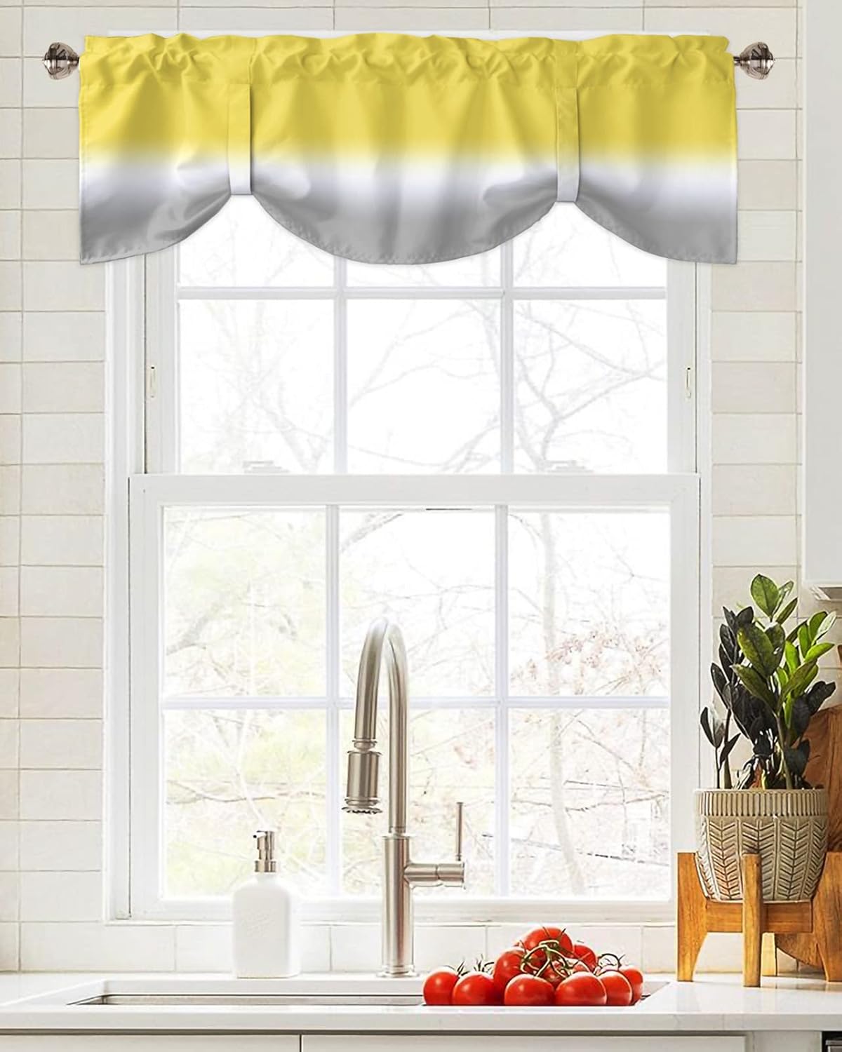Cenefa de amarre para ventanas de cocina, cenefa ajustable para ventana de cocina, cortina corta para sala de estar, cortina de arte abstracto con