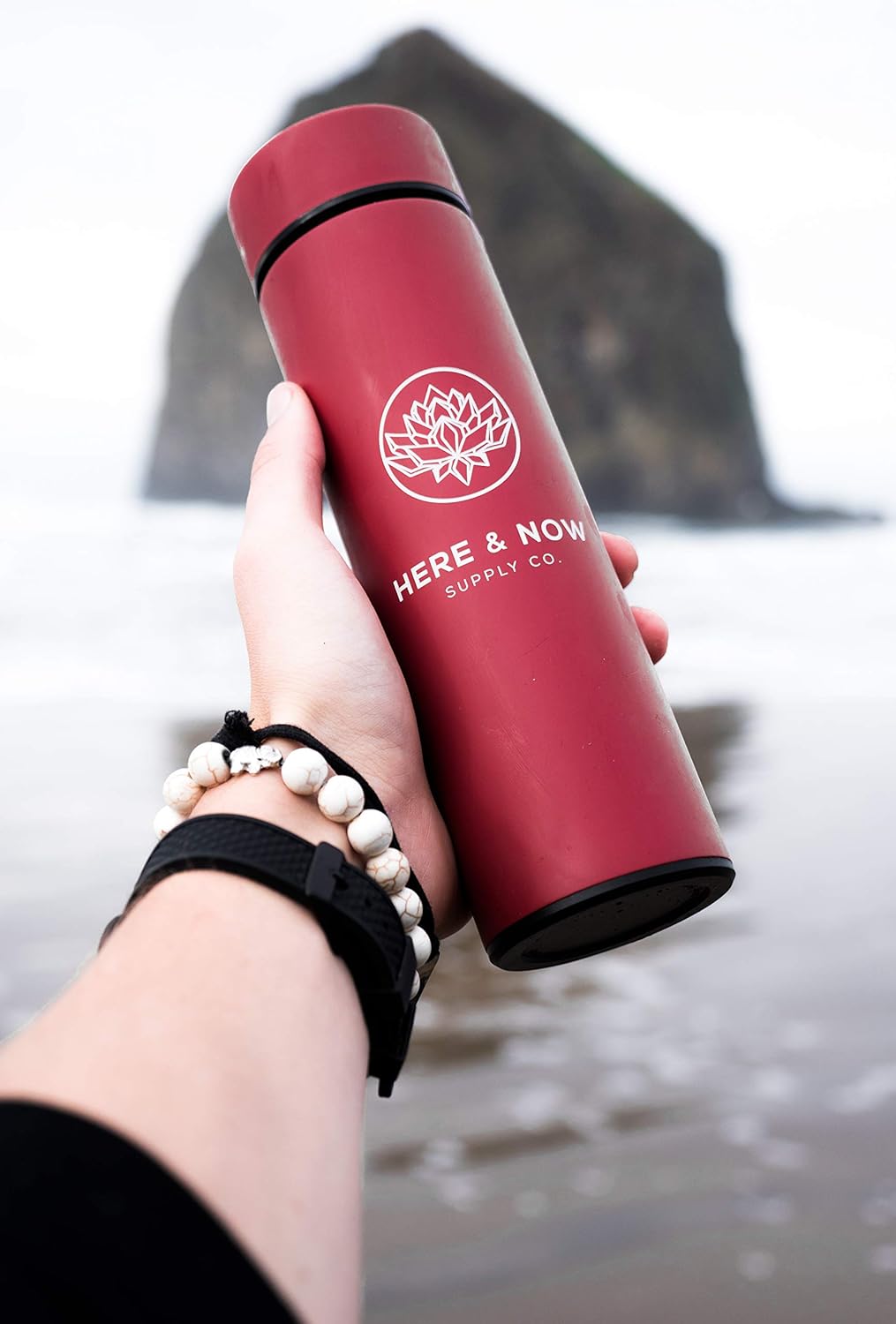 Here & Now – Botella infusora de té  Botella de agua con infusor de té  Infusor de té de acero inoxidable  Botella de té de doble pared para té