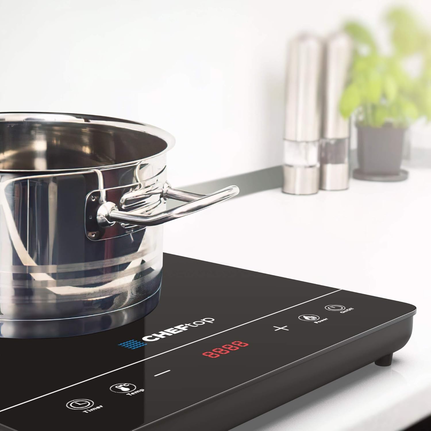 Cheftop – Quemadores de inducción portátiles de inducción de 120 V, parte superior de cerámica digital con bloqueo de seguridad para niños, 1800