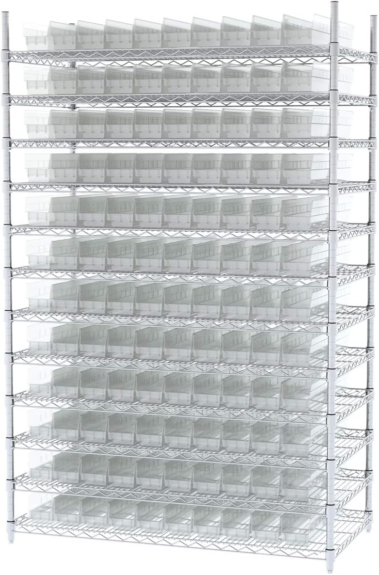 Akro-Mils 30124 – Caja de plástico para estantes anidados, (24 x 4 x 4 pulgadas), transparente, (paquete de 12)