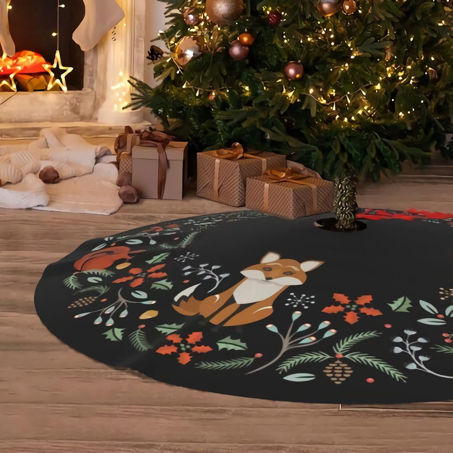 Falda de árbol de Navidad, corona de bosque de 30 pulgadas, falda de árbol de Navidad, tapete de árbol de Papá Noel, festivo, fiesta, hogar, Año