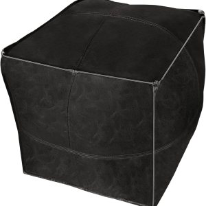Louis Donné Funda otomana para puf, hecha a mano de piel sintética marroquí, otomana sin relleno, color negro cuadrado de 17.7 pulgadas, reposapiés Louis Donné Funda otomana para puf, hecha a mano de piel sintética marroquí, otomana sin relleno, color negro cuadrado de 17.7 pulgadas, reposapiés