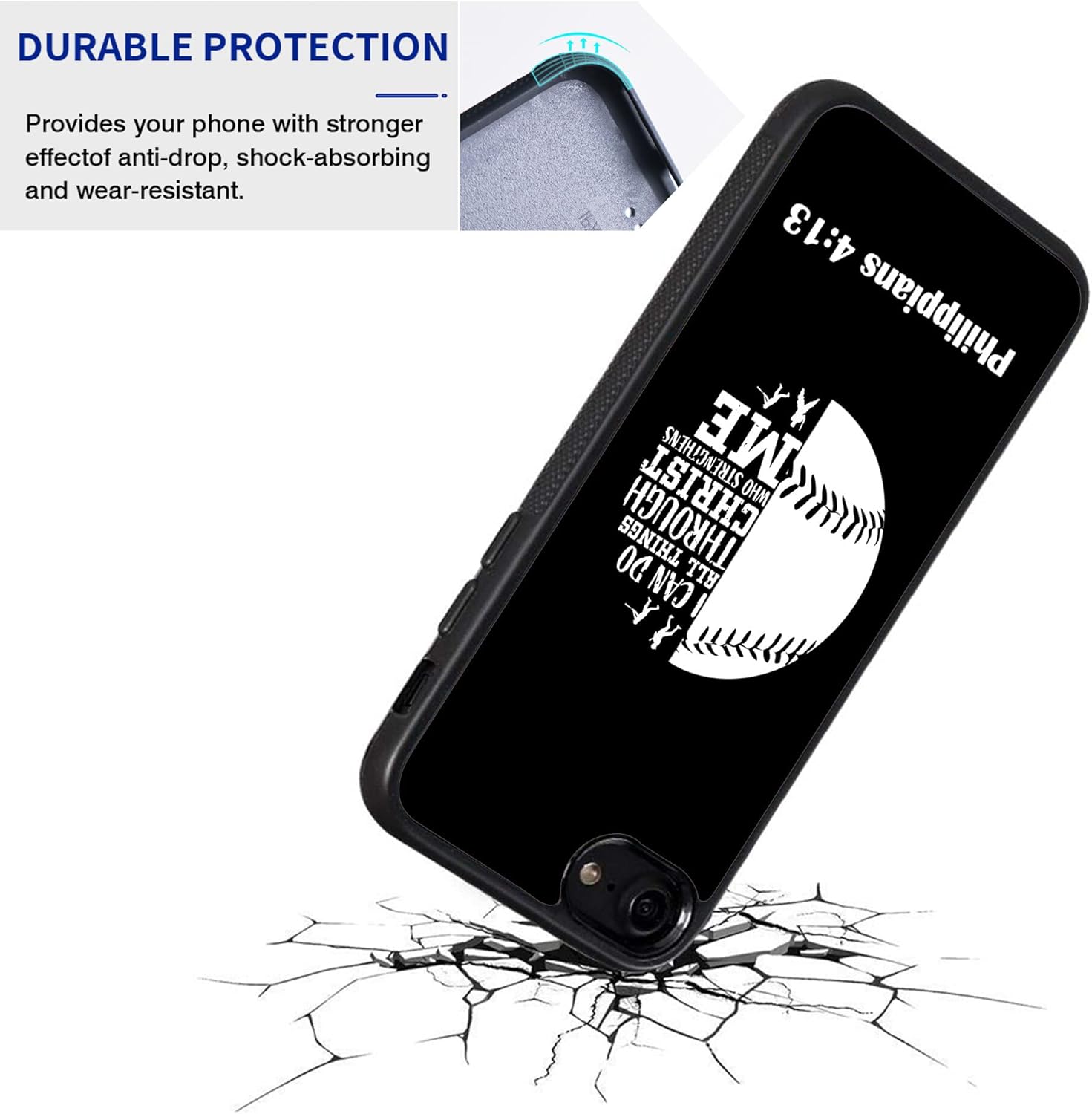 Baseball and Philippians – Funda de goma antideslizante para teléfono compatible con Moto GEdge Series (Moto Edge 2020 Pro20 LITEG StylusG Power