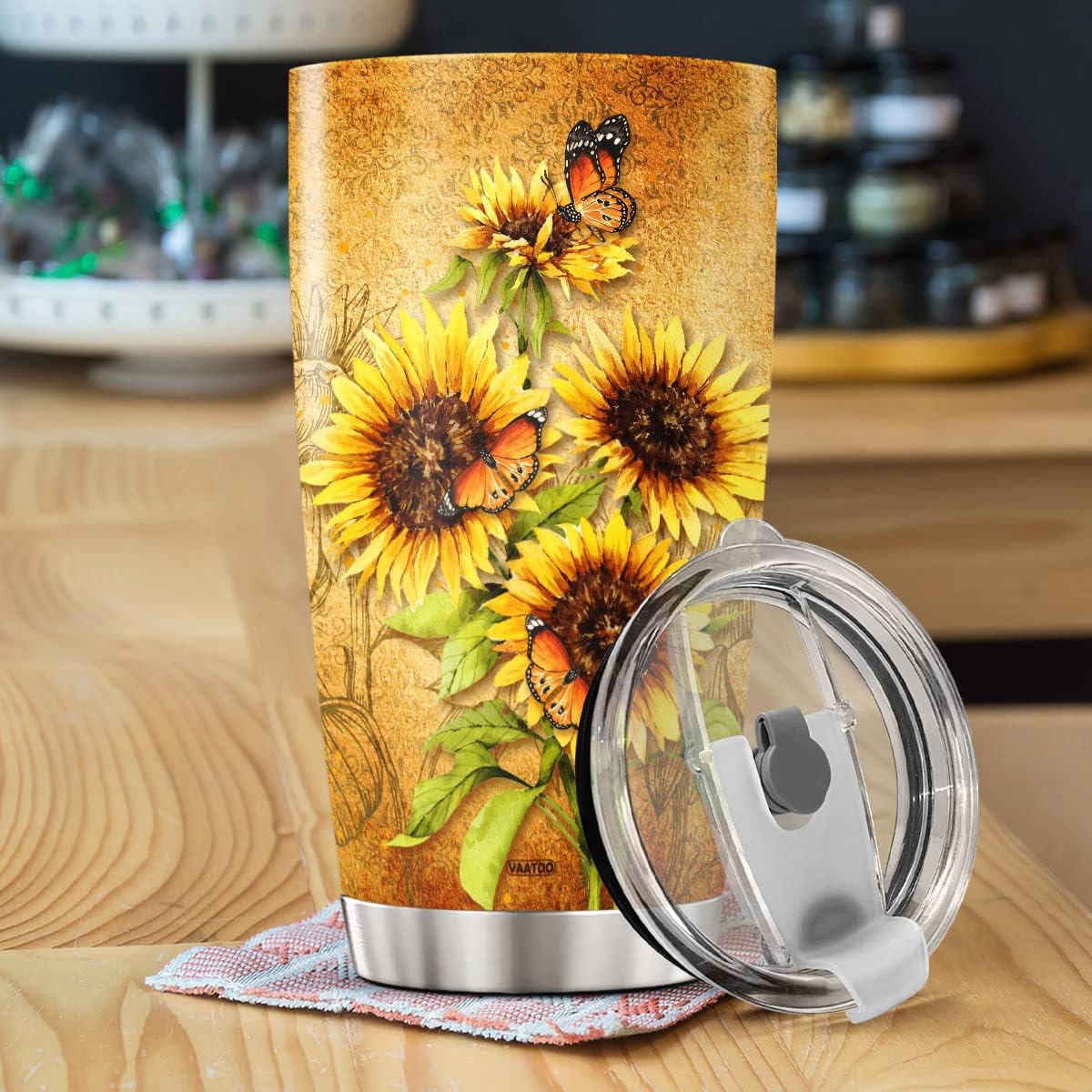 Vaso de café personalizado, taza de viaje con tapa, regalos de cumpleaños para mujeres, abuela, esposa, flores, taza aislada, bebidas frías, vasos