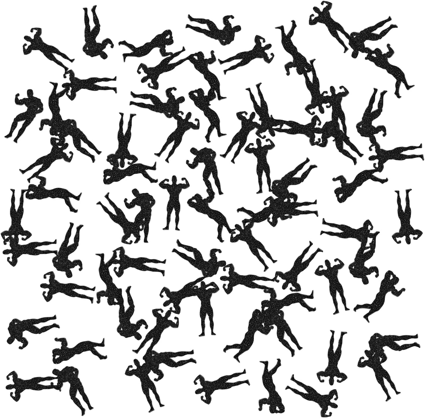 Confeti de bailarines masculinos con purpurina negra, dispersión de papel de strippers, tema de fiesta, confeti de despedida de soltera, 120 piezas
