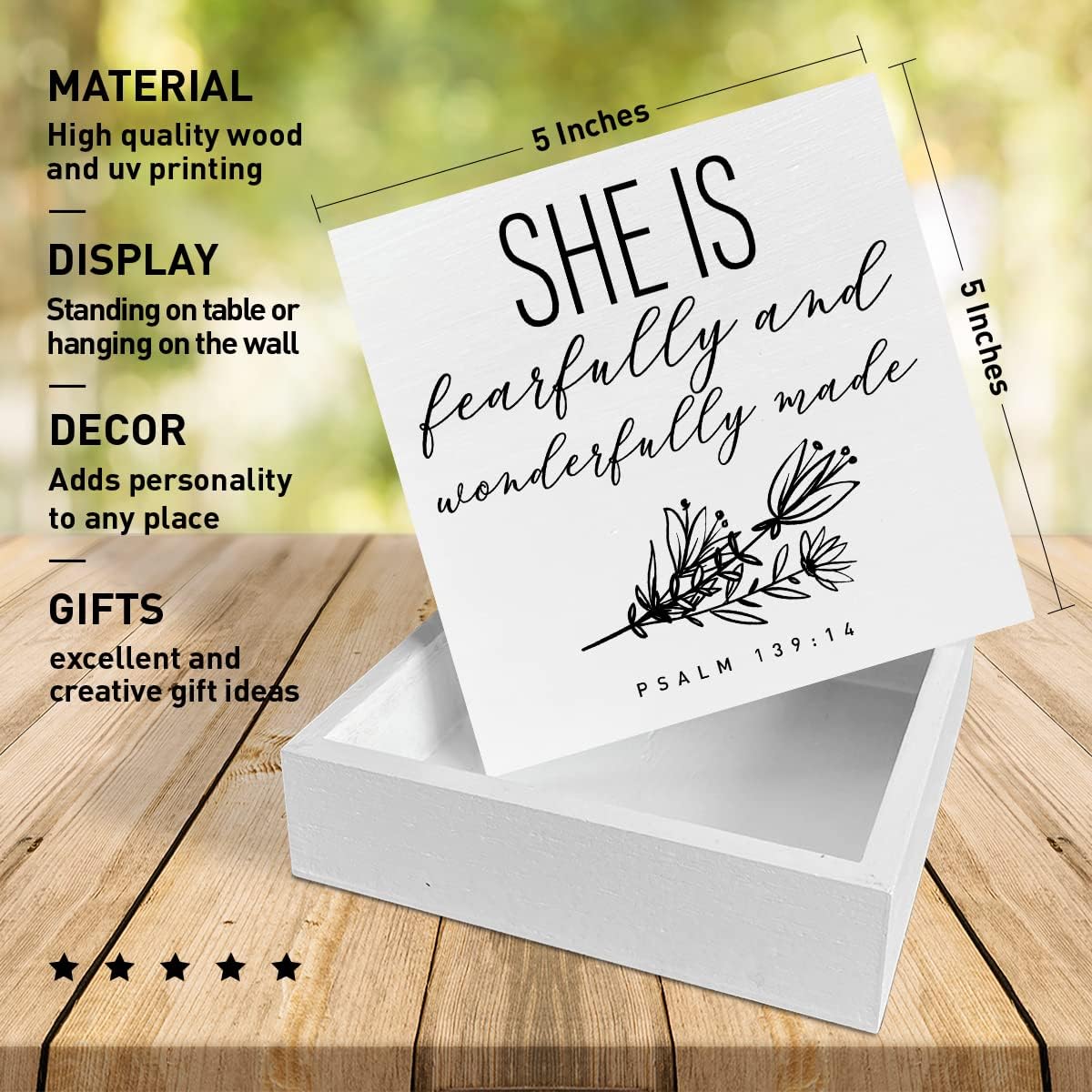 Escritorio de guardería de madera para niña, decoración con texto en inglés “Fearfully and Wonderfully Made”, decoración de las Escrituras para