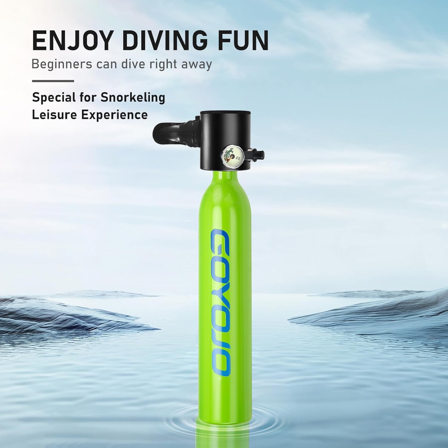 GOYOJO Tanque de buceo 0.5L Aire de repuesto 5-10 minutos Mini equipo de buceo Equipo de pulmón portátil Air Buddy Sistemas de buceo Dispositivo de
