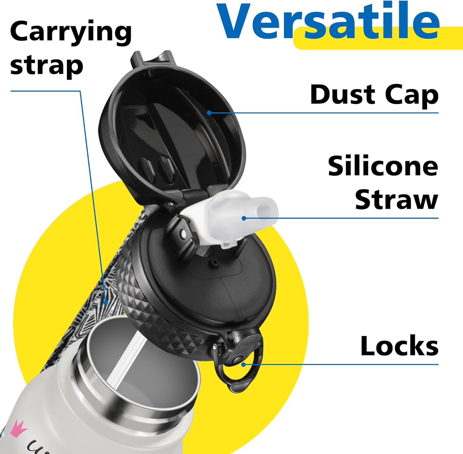 Han’s Bottle Botella de agua para niños con tapa con pajilla, vaso reutilizable de acero inoxidable aislado para niños pequeños, niñas, niños, taza