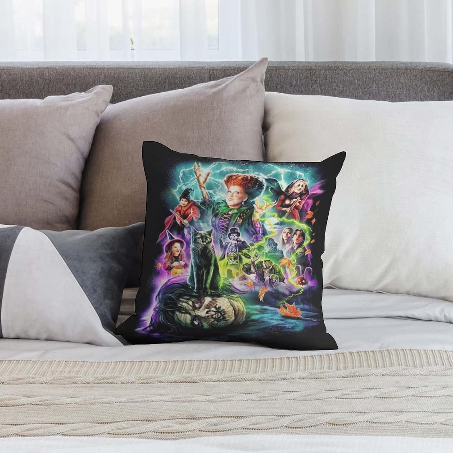 Fundas de almohada de película clásica de terror de 18 x 18 pulgadas, fundas de almohada decorativas de Halloween para decoración de fiesta temática